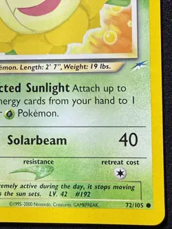 Pokemon TCG Light Sunflora Neo Destiny 72/105 Regular 1st Edition Common LP - Image 5