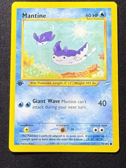 Pokemon Mantine Neo Destiny TCG Card 74/105 1st Edition Common - Image 1