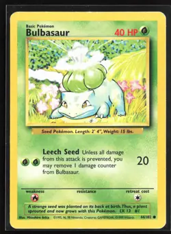 Pokemon TCG - Bulbasaur Common Base Set 044/102 HP - Image 1