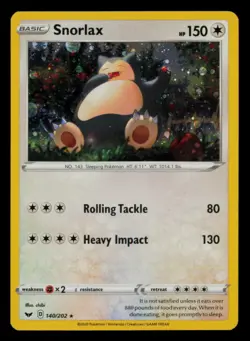 Snorlax (Cosmos Holo) 140/202 Holo Exclusives Pokemon Near Mint SWIRL BY FOOT - Image 1