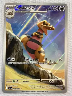 Pokemon Krokorok 136/086 Illustration Rare Black Bolt TCG - IR Full Art Holo - Image 1