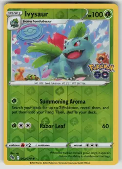 IVYSAUR 002/078 UNCOMMON POKEMON GO POKEMON REVERSE HOLO NEAR MINT - Image 1
