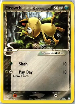 Pokemon Card - Meowth 71/110 Holon Phantoms Common Lightly Played - Image 1