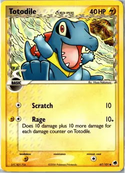 Pokemon Card - Totodile 67/101 Dragon Frontiers Common Heavily Played - Image 1