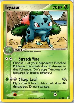 Pokemon Card - Ivysaur 35/100 Crystal Guardians Uncommon Heavily Played - Image 1