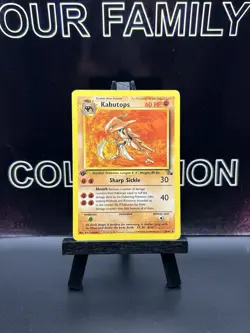 1st Edition Fossil Kabutops 24/62 Pokemon Card MP - Image 1