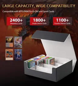Trading Card Storage Box - 2400+ Card Deck Case for Magic the Gathering PKM YuGi - Image 2