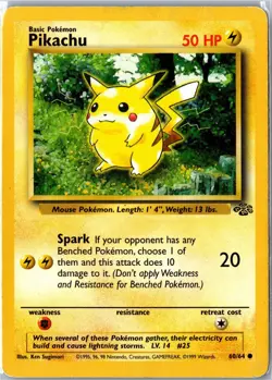 Pokemon Card - Pikachu 60/64 Jungle Common Unlimited Heavily Played - Image 1