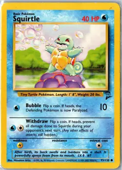 Pokemon Card - Squirtle 93/130 Base Set 2 Common Heavily Played - Image 1