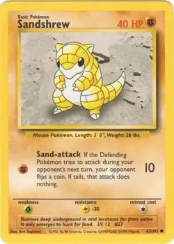 Pokemon TCG - Sandshrew - 62/102 - Common - Base Set Unlimited [Light Play] - Image 1