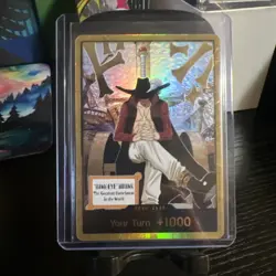 DON!! Card Dracule Mihawk Gold One Piece OP14 The Azure Sea's Seven NM - Image 1