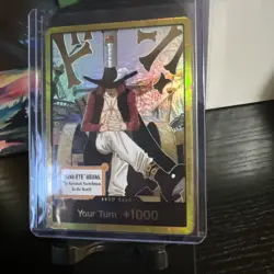 DON!! Card Dracule Mihawk Gold One Piece OP14 The Azure Sea's Seven NM - Image 3