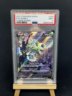 PSA 9 MINT Celebi V 245/264 Alternate Art SWSH08 Fusion Strike Pokemon Card - Image 1