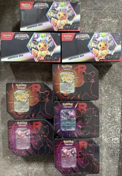 Pokemon Prismatic Evolutions Surprise Box+Destined Rivals Tins Set - LOT OF 5 - Image 1