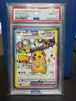 2024 Pokemon Surging Sparks Pikachu Ultra Rare PSA 10 - Image 1