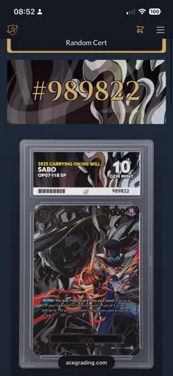 One Piece Sabo OP07-118 SP Carrying On His Will OP13 ACE 10 Perfect Subgrades - Image 4