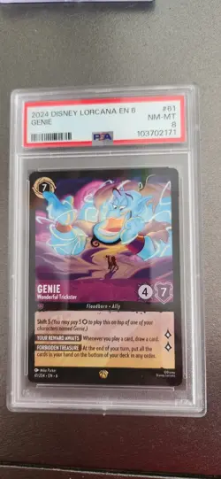 2024 DISNEY LORCANA EN 6-AZURITE SEA #61 GENIE - WONDERFUL TRICKSTER PSA 8 - Image 1