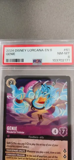 2024 DISNEY LORCANA EN 6-AZURITE SEA #61 GENIE - WONDERFUL TRICKSTER PSA 8 - Image 3