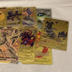 21x Gold Pokemon Card Fan Art Rainbow GX Cards - Mewtwo Mew Flareon Umbreon - Image 1