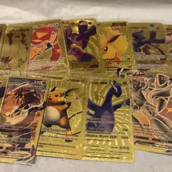 21x Gold Pokemon Card Fan Art Rainbow GX Cards - Mewtwo Mew Flareon Umbreon - Image 2
