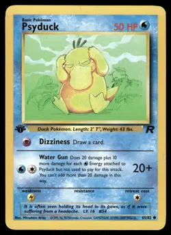 Pokemon Cards Psyduck 65/82 1st Edition Team Rocket Common NM - Image 1
