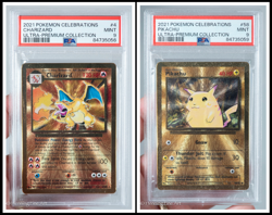 Pokemon PSA 9 SET Celebrations UPC Charizard 4 & Pikachu 58 Gold Metal Promo - Image 1