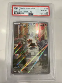 PSA 10 GEM MINT Litleo Mega Evolution Illustration Rare 2025 Pokemon 139/132 - Image 1