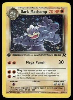 Pokemon Cards Dark Machamp 10/82 1st Edition Holo Team Rocket Holo Rare MP - Image 1