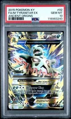 2015 POKEMON XY ANCIENT ORIGINS #92 FULL ART/M TYRANITAR EX PSA 10 - Image 1
