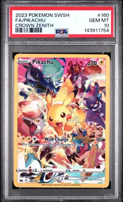 2023 POKEMON SWORD AND SHIELD CROWN ZENITH #160 FA/PIKACHU PSA 10 - Image 1
