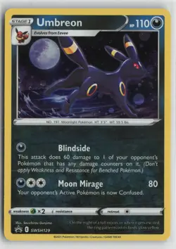Umbreon SWSH129 Promo SWSH Black Star Pokemon NM - Image 1