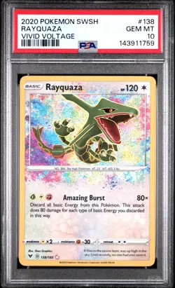 2020 POKEMON SWORD & SHIELD VIVID VOLTAGE #138 RAYQUAZA PSA 10 - Image 1