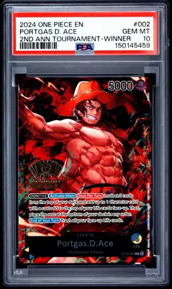 Portgas D. Ace 2024 One Piece 2nd Anniversary Tournament Winner #002 PSA 10 - Image 1