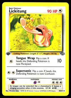 LICKITUNG 38/64 UNCOMMON JUNGLE POKEMON 1ST EDITION MP - Image 1