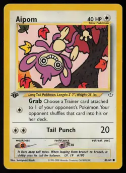 Aipom 41/64 Common Neo Revelation Pokemon 1st Edition Heavily Played - Image 1