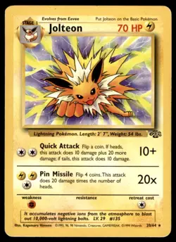 Jolteon 20/64 Rare Jungle Pokemon Unlimited Non Holo Moderately Played - Image 1