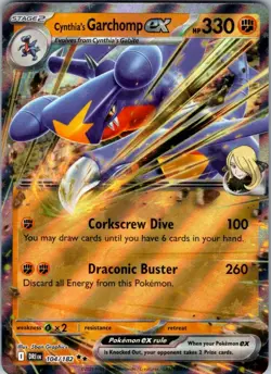 CYNTHIA'S GARCHOMP EX 104/182 DOUBLE RARE DESTINED RIVALS POKEMON NM/M - Image 1