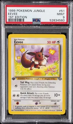 1999 POKEMON JUNGLE 1ST EDITION #51 EEVEE PSA 9 - Image 1