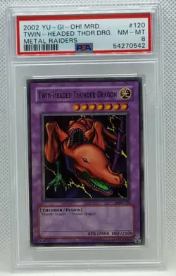 YU-GI-OH 2002 TWIN - HEADED THUNDER DRAGON MRD-120 UNLIMITED PSA-8 - Image 1