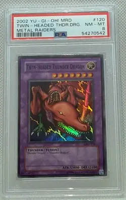 YU-GI-OH 2002 TWIN - HEADED THUNDER DRAGON MRD-120 UNLIMITED PSA-8 - Image 2