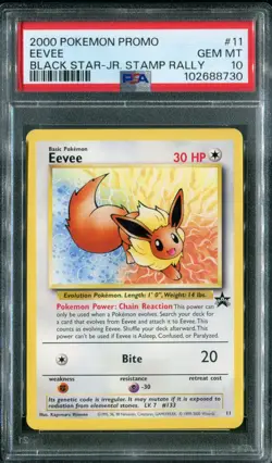 2000 Pokemon Card Eevee Black Star Promo JR Stamp Rally Japanese PSA GEM MINT 10 - Image 1