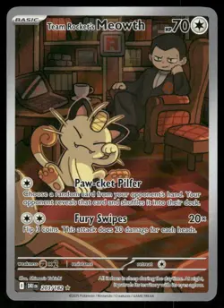 Pokemon Cards Team Rocket's Meowth 203/182 Destined Rivals Illustration Rare NM - Image 1