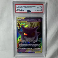 Pokemon Gengar & Mimikyu GX TAG TEAM Holo Ultra Rare PSA 8 53/181 Team Up - Image 1