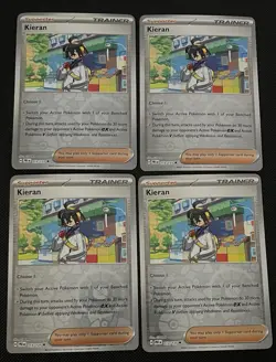 4x Kieran 113/131 Reverse Holo Prismatic Evolutions Pokemon Playset X4 NM - Image 1
