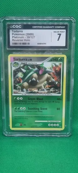CGC 7 2009 Pokemon TCG Platinum, #39/127 Torterra, Reverse Holo Rare Near Mint - Image 1