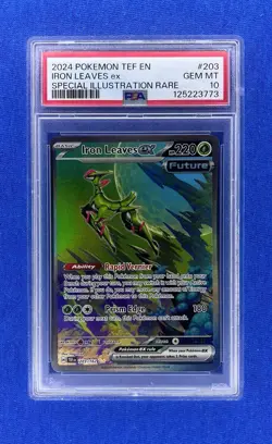 2024 Pokemon TEF EN Iron Leaves EX 203/162 Special Illustration Rare PSA 10 - Image 1