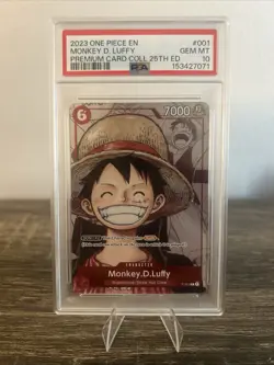 One Piece Card Monkey D. Luffy P-001 25th Anniversary Promo EN - PSA 10 GEM MT - Image 1
