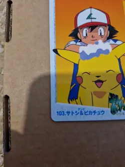 Ash Ketchum ＆ Pikachu 103 Pokemon Card Carddass Anime Card 1998 BANDAI NM a373 - Image 4