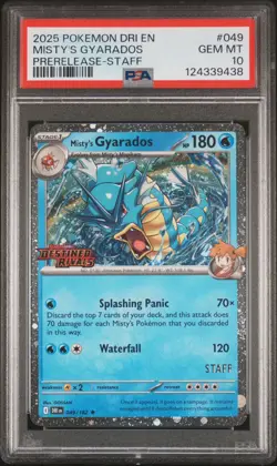Pokemon Misty's Gyarados Destined Rivals STAFF Prerelease Promo #049 PSA 10 - Image 1