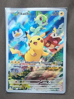 Pokemon Pikachu 027 SVP Scarlet & Violet Promo Holo Adventuring Together Card - Image 1